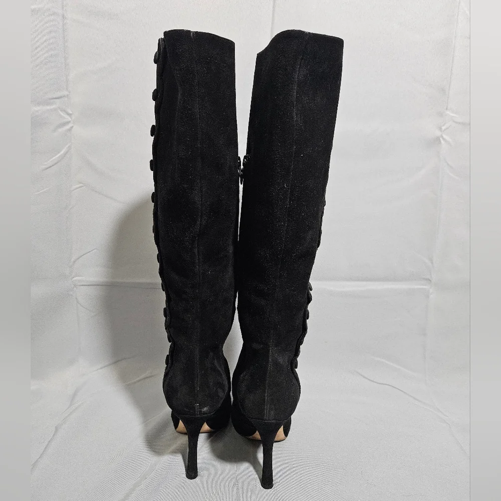 Dolce & Gabbana Designer Black Suede Sexy Zip Up Knee High Boots Size 39/8.5 - Picture 6 of 14